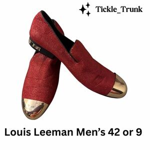 Louis Leeman Men's 42 Red Sparkle Shoes with Gold Accents